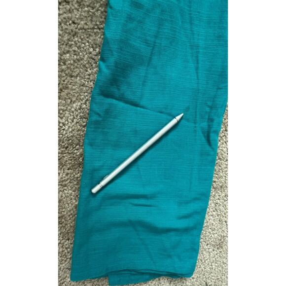 Mid Length Teal Kurta Shalwar Linen Stitched Traditional Women Dress Pant Large - Picture 12 of 16